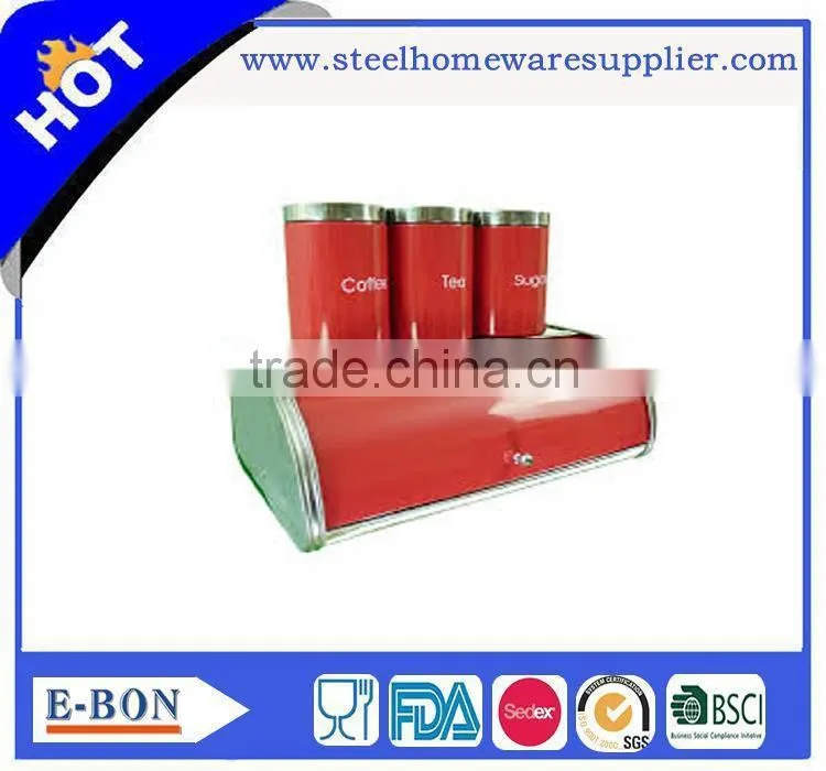 Modern design stainless steel bread box and canister set