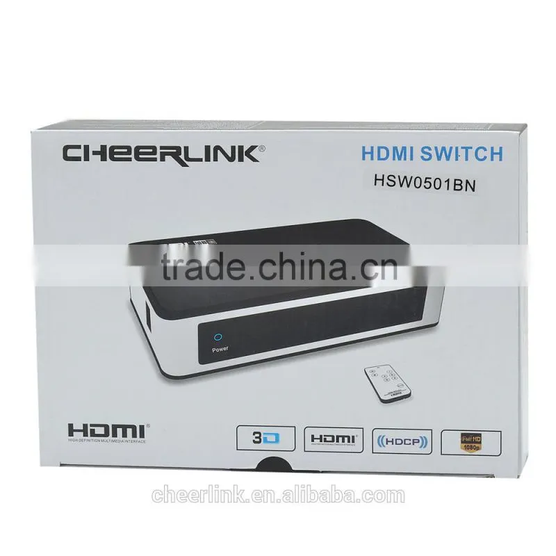 5x1 hdmi switch 501 hdmi v1.3a with full hd 1080p and 3d / remote control -black