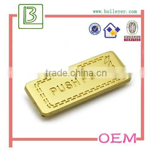 rectangle embossed logo metal label for garment and Bags
