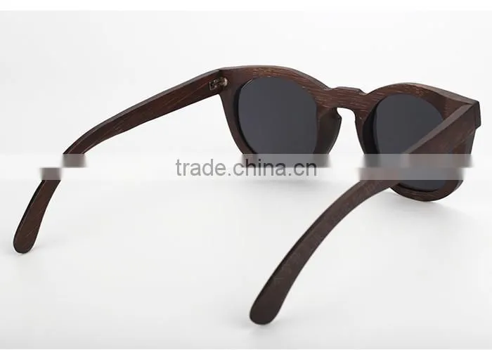 2016 classic LOW MOQ high-end UV400 mirror lens custom design bamboo wooden polarized sunglasses metal combination