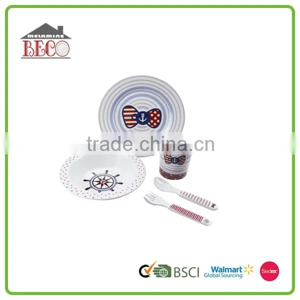 Lovely fine children dinner set, melamine dinner set brands, new design unbreakable melamine 5pcs children dinner set