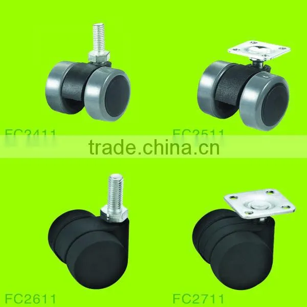 hot sale high quality thread stem twin wheel caster for office chair (FC2811)