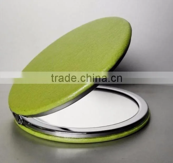 Fashion geometric pattern metal and leather pu make up mirror