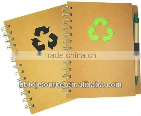 New Design! Recycled Notebook with Pen