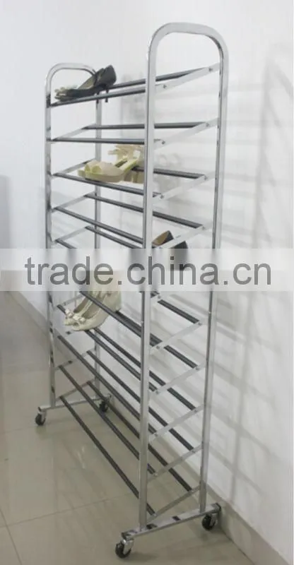 Practical 10 Tiers Shoe Display Rack Anti-slip Moveable Shoes Shelf