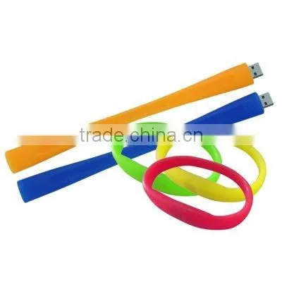 mix color silicone USB bracelet with your own logo