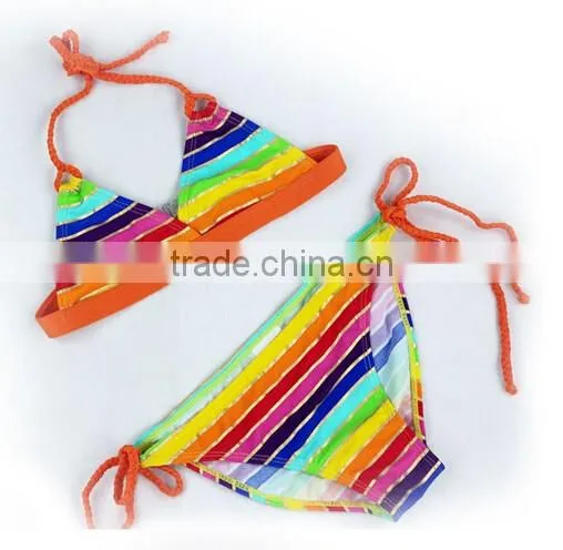 Kids Tanikin Bikini Top And Underwear Stripe Bathing Suit Beachwear