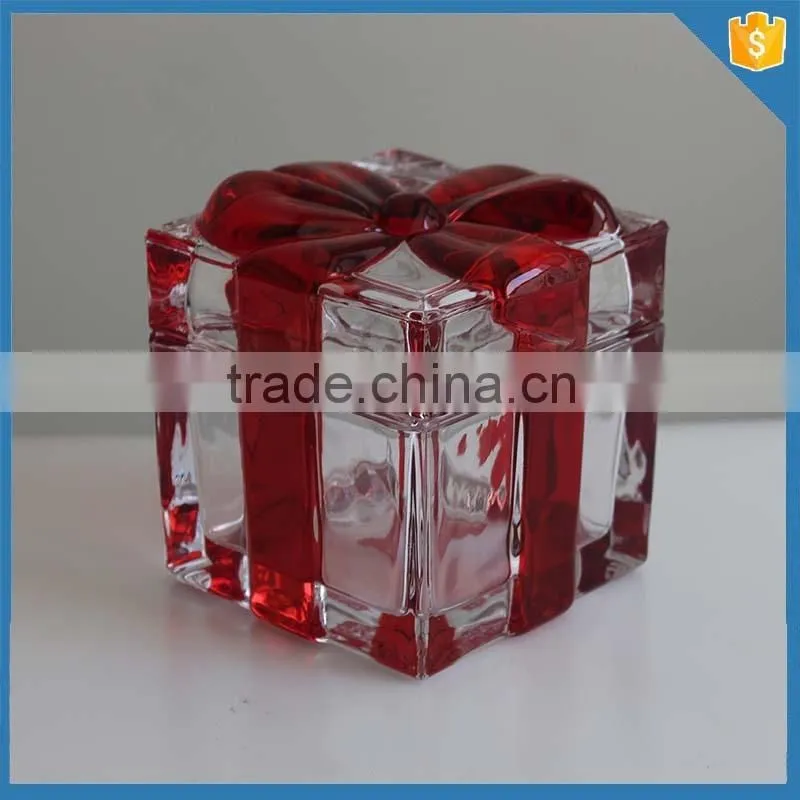 LXHY-JB001 manufacturers china red butterfly ribbon design glass crystal jewelry box