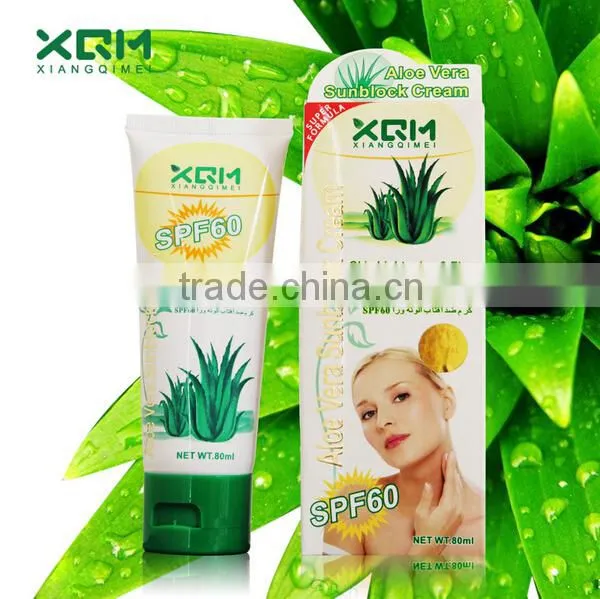 New Arrival XQM SPF60 PA+++ Natural organic Aloe sunscreen brands whitening cream with sunscreen protection