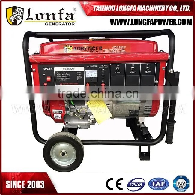 Home Use Portable Gasoline Generator 5KW/5KVA Original Honda Engine GX390 Copper Generator Prices