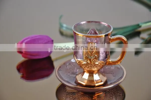 2016 China Manufacturer Golden plated coffee cup and saucer set