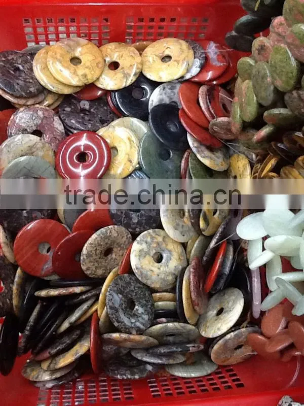 50mm round picasso jasper donut gemstone fashion pendant