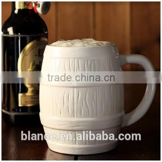 Munich Ceramic mug Beer Barrel Stein with white color
