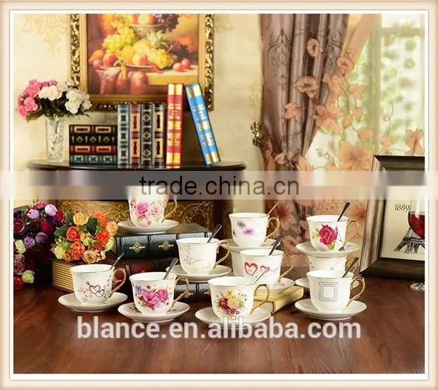 ceramic coffee cup set for one person use in old fashioned english style