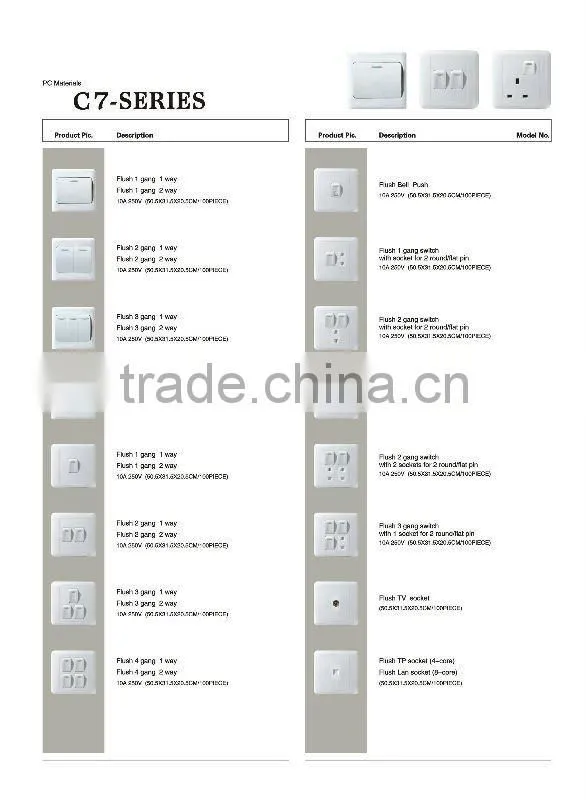 4 gang switch and 4 gang socket with Luminous lamp