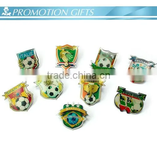 soccer shield metal badge with epoxy