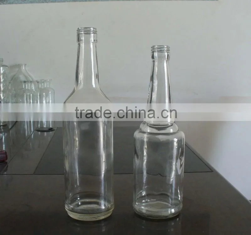 round high quality clear glass botles for liquor, wine glass bottles wholesale