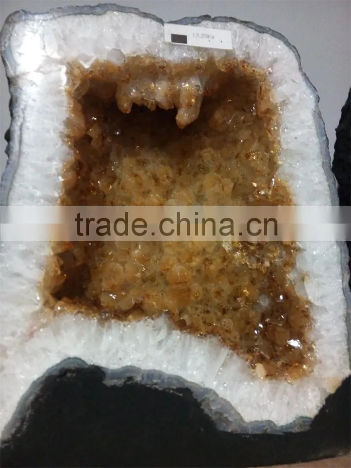 12.28kg Elegant Rare Citrine geodes for home decoration