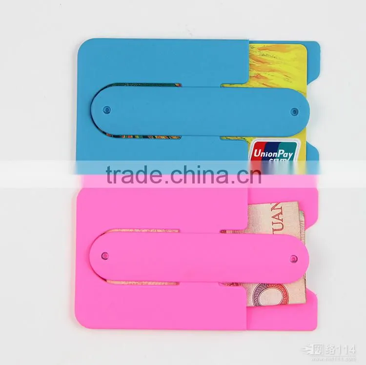 Brand printing sticky id card pocket holder for mobile phone