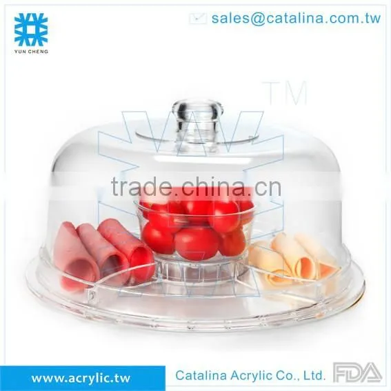 Luxury Acrylic Plastic Banquet wedding Cake dessert Fruit Dome Tray with Lid