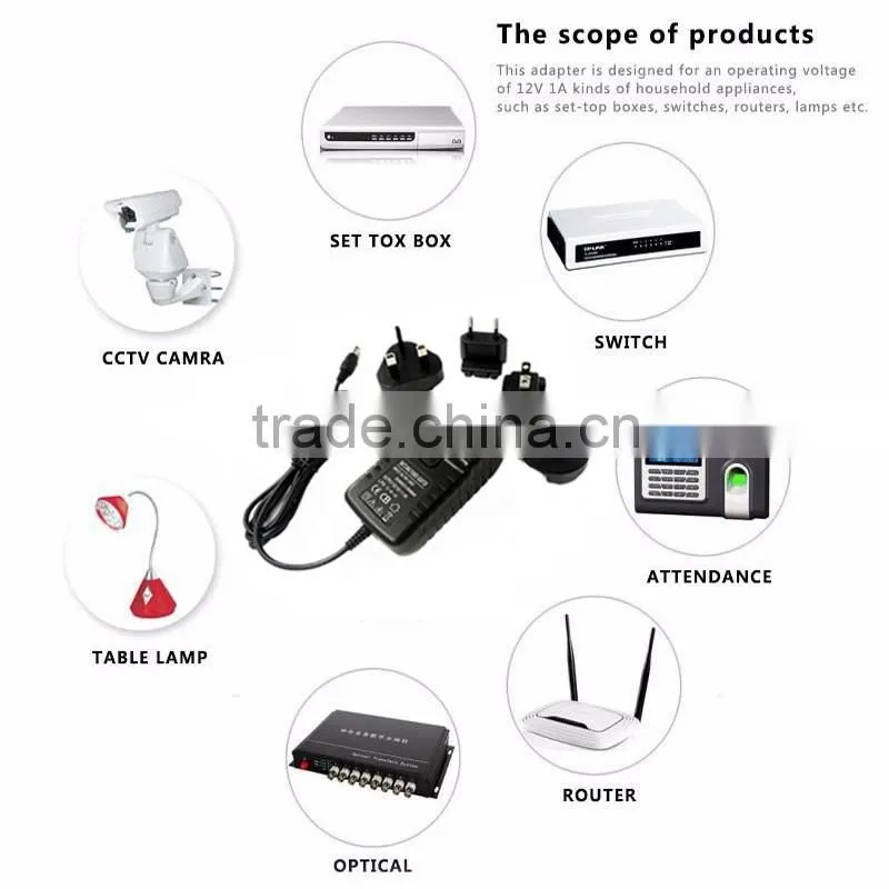 AC/DC Switching power supply 7.5V 1500mA DC adaptor with replaceable Plug