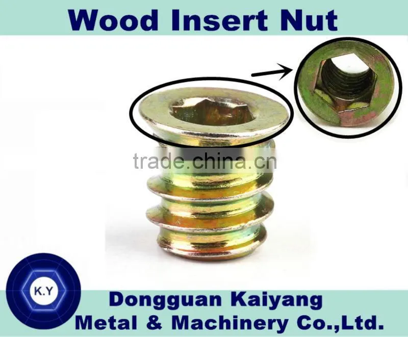 Insert Nut/ Insert Nut with flange (for wood); Bright(White)/Blue/Yellow Zinc Plated; Nuts and Bolts Size:M6, M8, M10