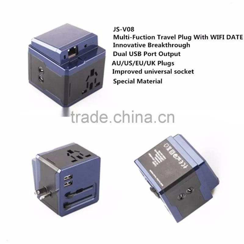 Worldwide Multipurpose Travel Adapter Two USB Port Travel Adapter With WIFI Date