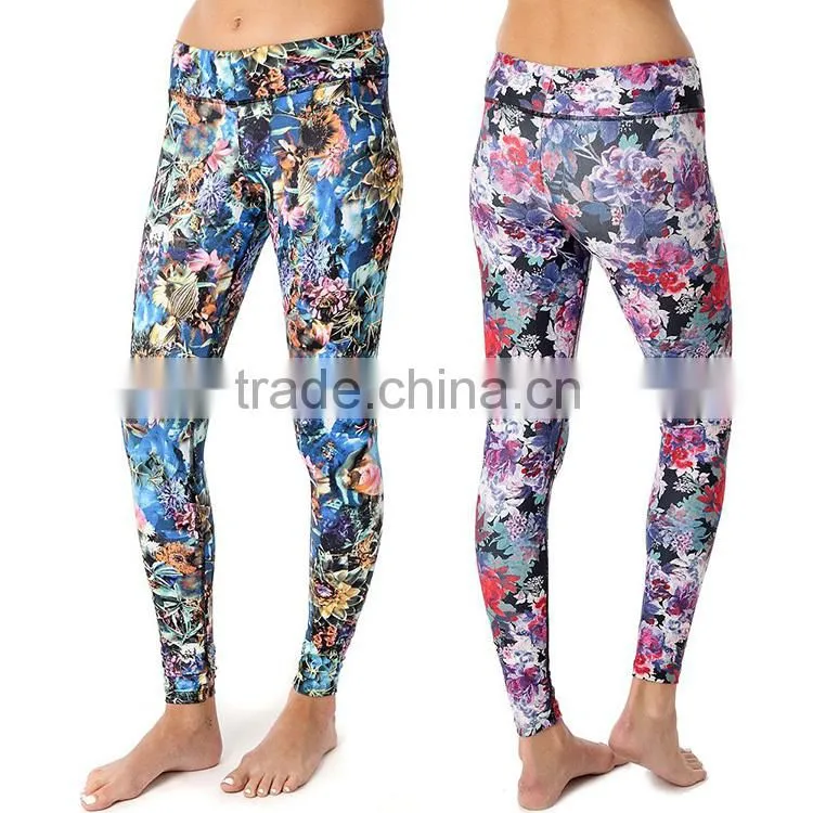 OEM supplier custom design fashion print mid waist unique tight woman yoga pants
