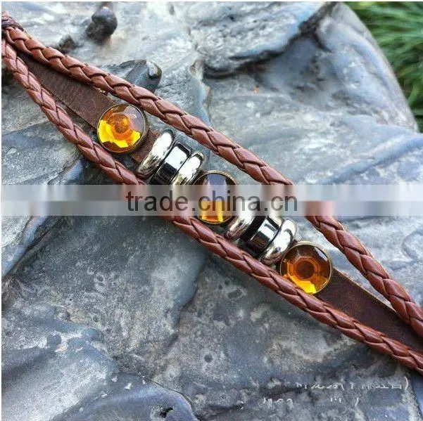 retro cow hide punk style ladies braided bracelets for sale 2015