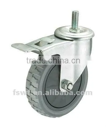Hardware Industrial Grey Polyurethane Rigid Bolster Top Plate Furniture Caster Wheel