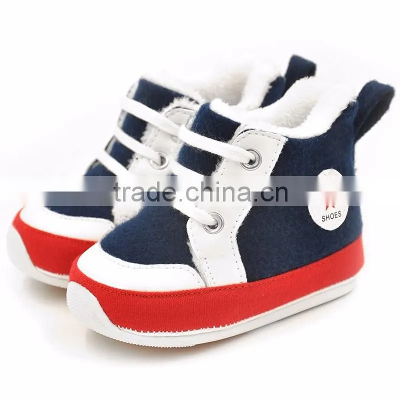 2016 XIAOLIUBAO baby product warm thick winter colored cotton soft baby shoes with TPR