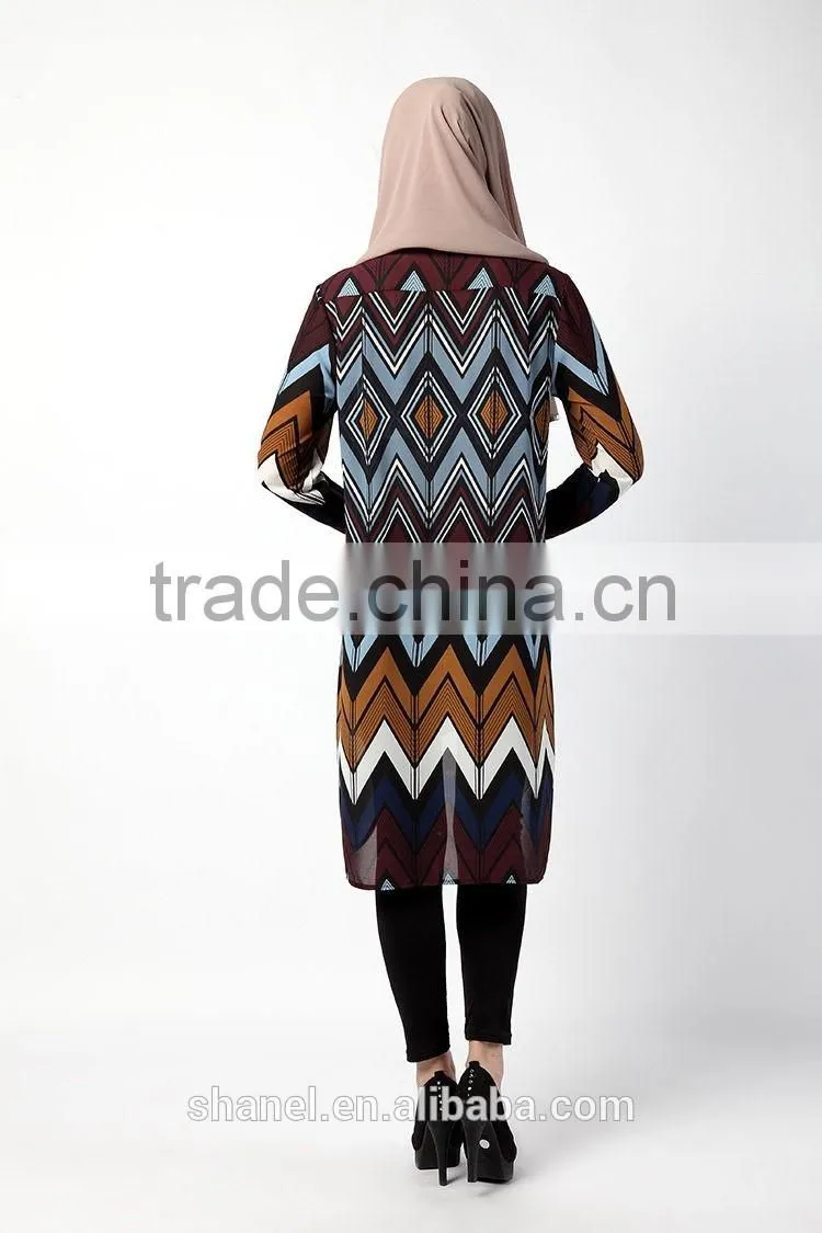 modern loose chiffon muslim blouse cardigan