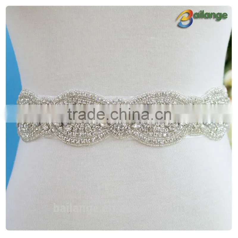 2016 newest design crystal bridal belts for wedding dress