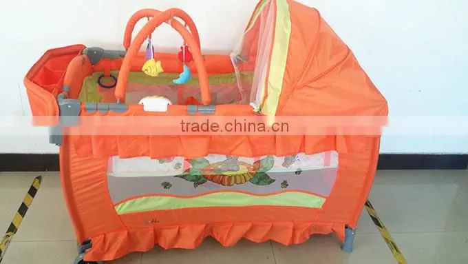 Baby cot bed with music, canopy baby travel cot, portable deluxe baby crib