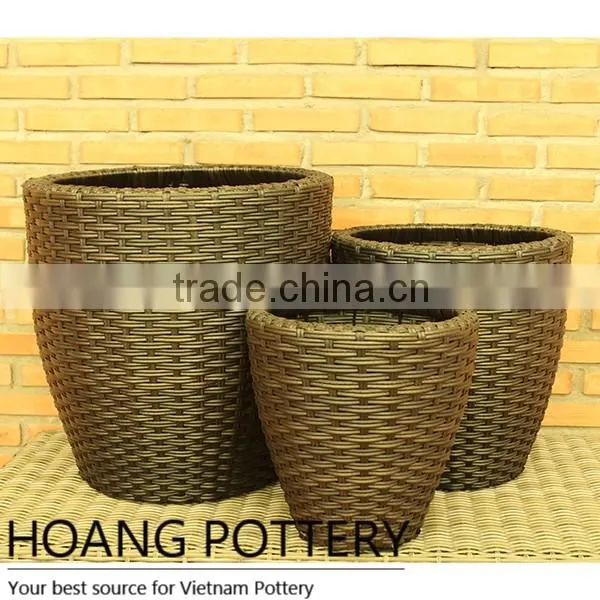 Decoration Round Rattan Wicker Flower Pot
