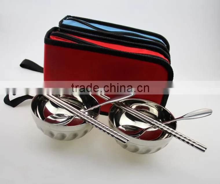 Travel 2 Person Picnic Set With Chopsticks,Spoon and Bowl
