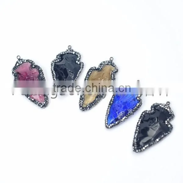 Alibaba China direct gemstone jewelry natural Madagascar agate handmade clay glue crystal pendant