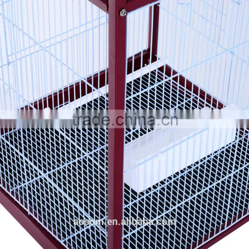 Pawhut Maroon White Metal Parrot Cage