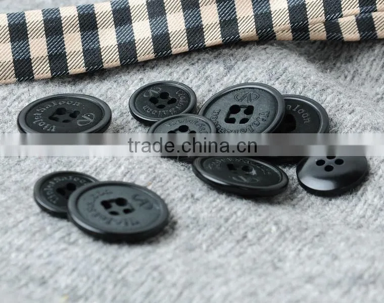 4 Holes Black Natural Corozo Jeans Button with Logo Engraved on in Size 24L&32L