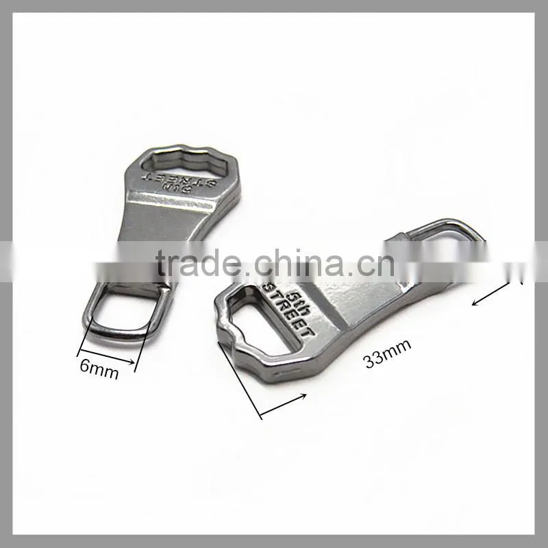 Black Metal Logo Zipper Pulls For Cloth Accessories
