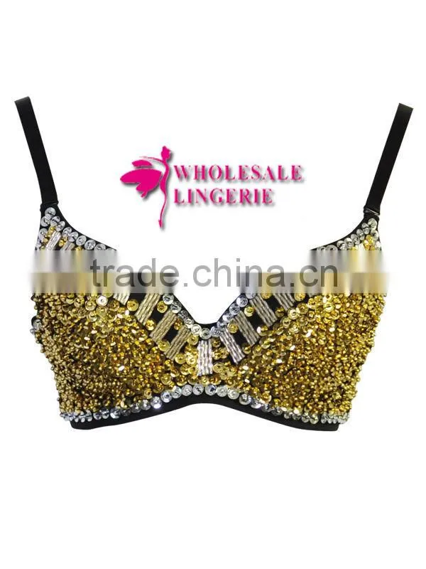 Gothic Punk Spike Bra With Blue Rhinestones