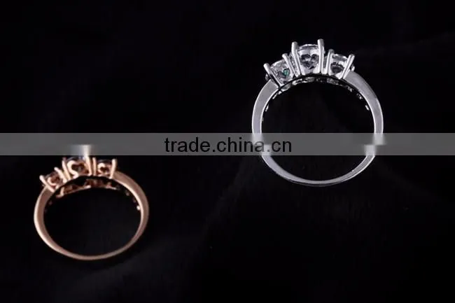 Wholesale Latest Design Rings rose real gold alloy zircon Jewellery Ring