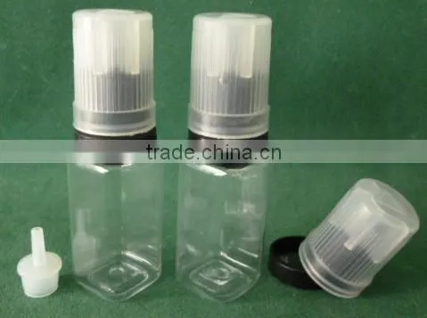 ISO8317 certficated 10ml square PET transparent clear e liquid bottle