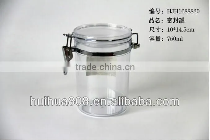 470ml wholesale hermetic airtight plastic jam jar with mental clip for food factory