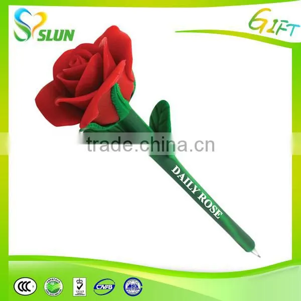 2015 Hot fashion rubber flower ballpoint pen, pen flower