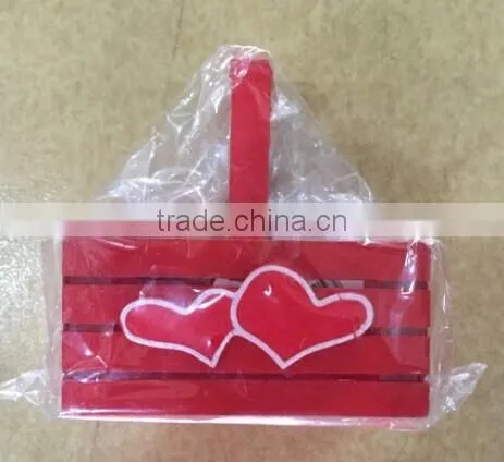 RED LOVELY TOY WOODEN BASKET