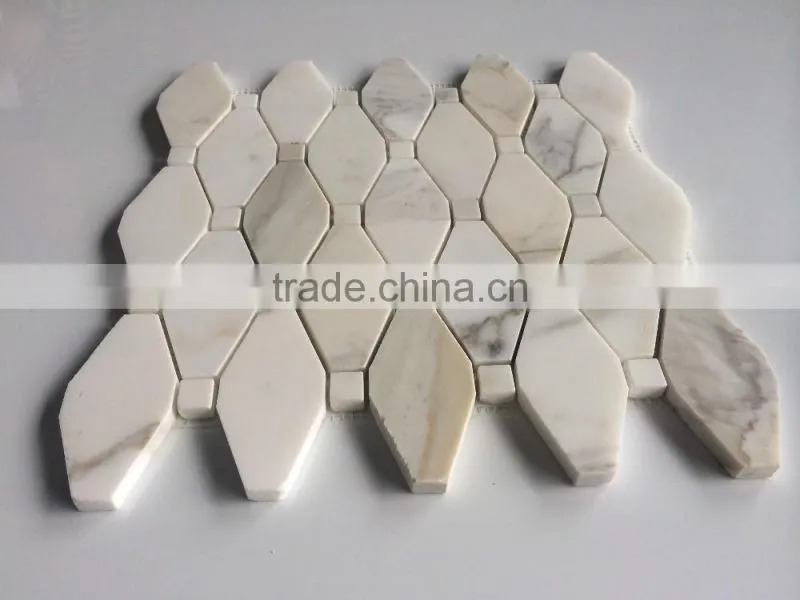 railway shape calacatta gold marble mosaic