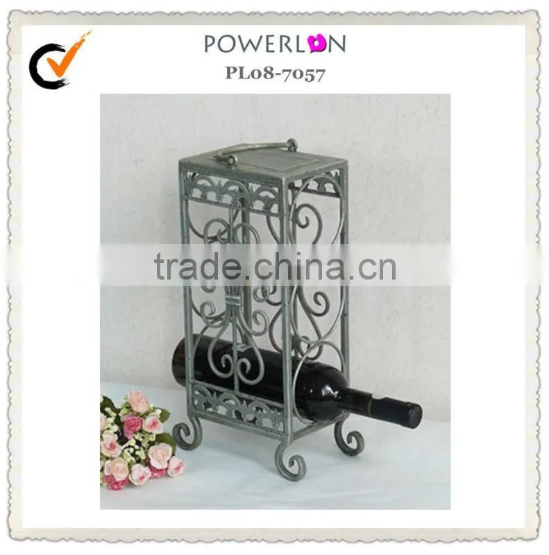 Antique metal wine bottle tealight candle holder