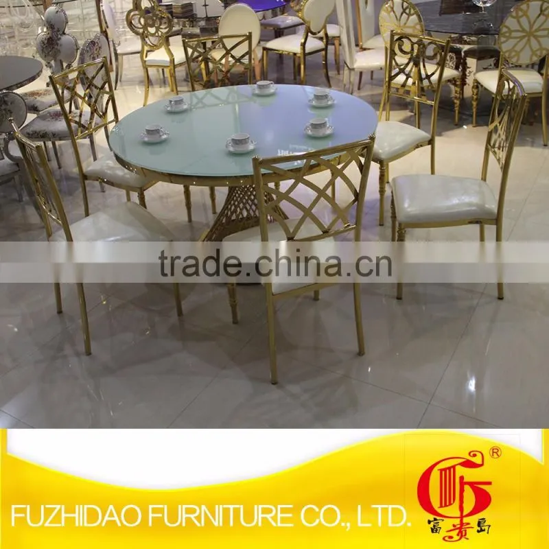 stainless steel glass top metal frame table with wedding