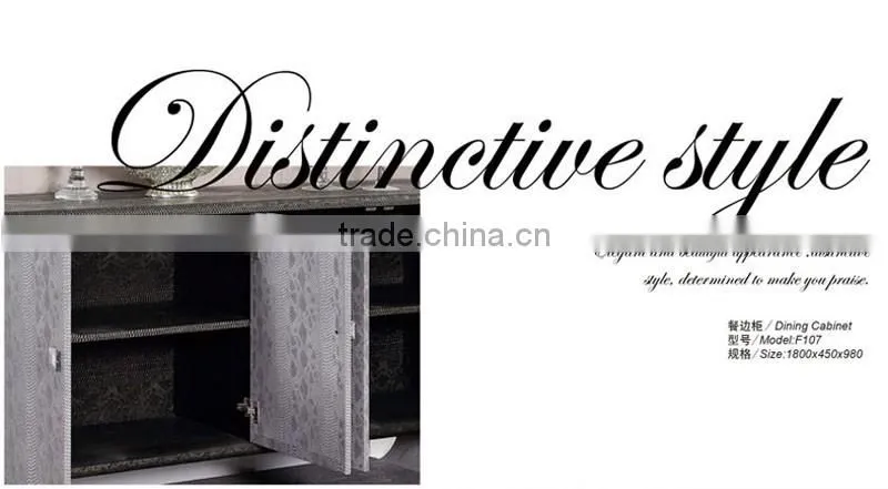 modern dining/kitchen cabinet/sideboard with stainless steel frame F107